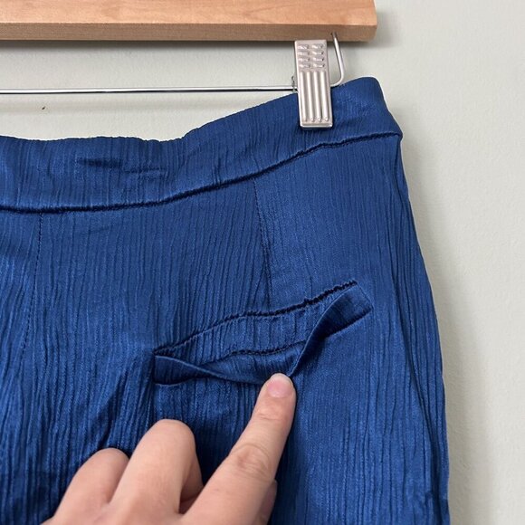 Zara Blue Satin Effect Blogger's Favorite Trouser Pants Women's Size Medium M - Picture 8 of 9